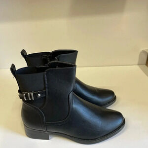 Catherine’s Black Faux Leather Ankle Boots